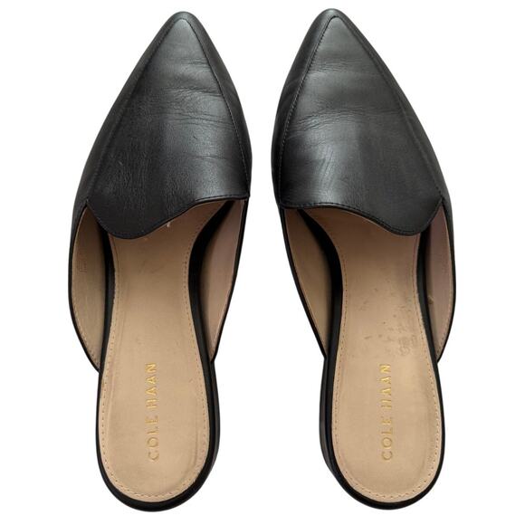 Cole Haan 1.5" Heel Pointed Leather Backless Slip-On Mule Loafer Shoes Black-7.5 - Picture 2 of 10